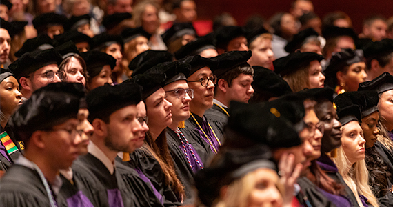 Students looking onward at the Drexel Kline School of Law Commencement ceremony